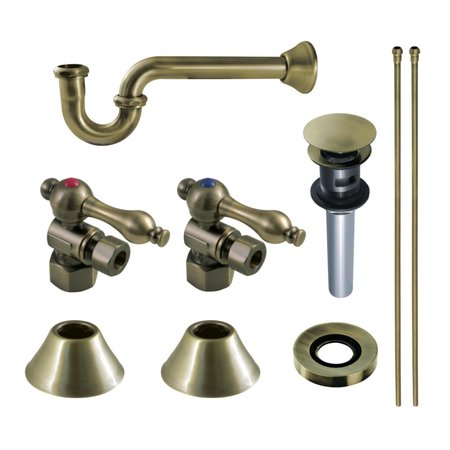 KINGSTON BRASS CC43103VOKB30 Plumbing Sink Trim Kit with P-Trap and Overflow Drain, Antique Brass CC43103VOKB30